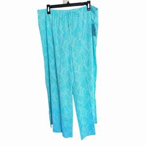 COOLIBAR women's petra wide leg pants XL upf 50+ aqua Coastal Beach Travel NWT